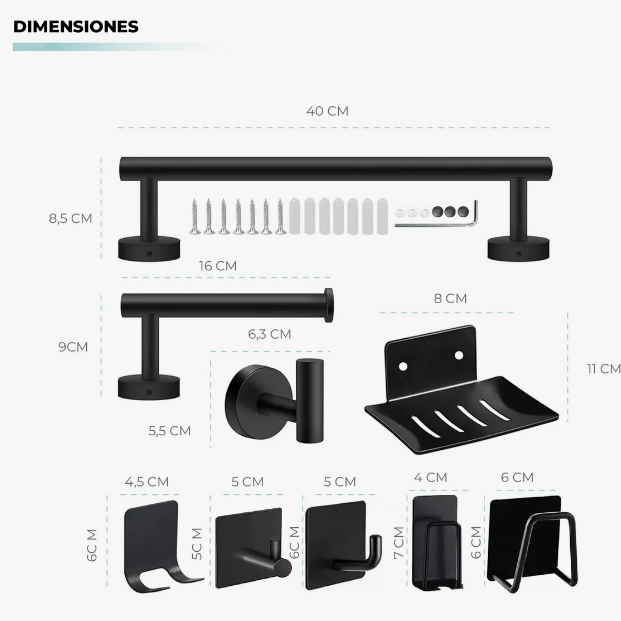 Juego sets de accesorios para baño inoxi