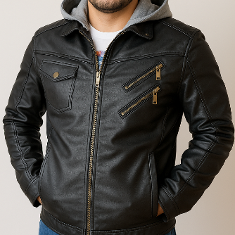 Chaqueta cuero textil