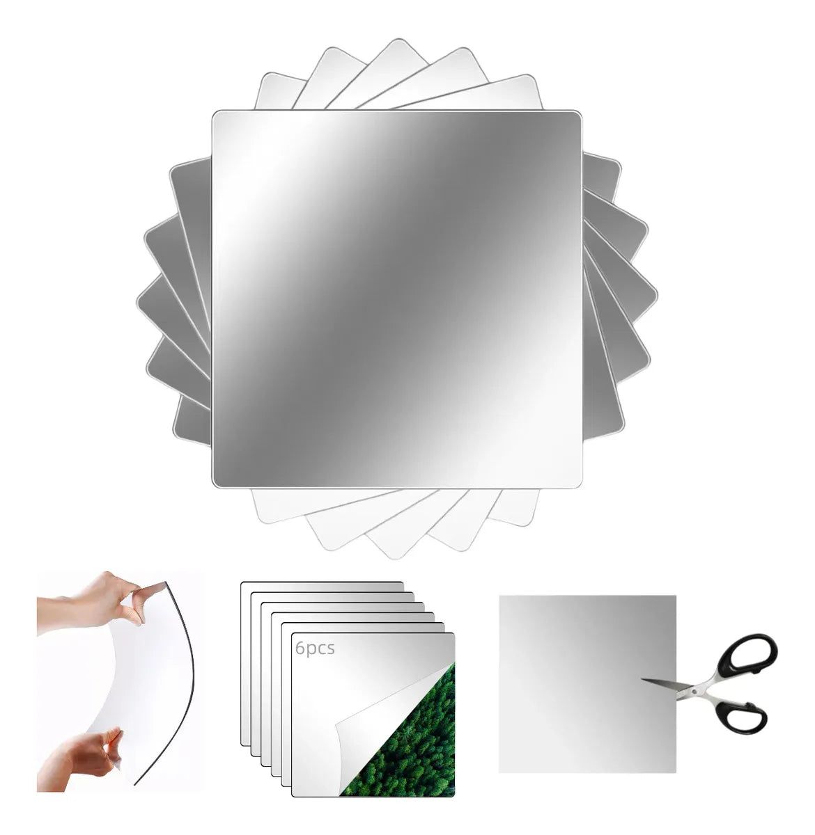 Espejos de 6pcs cuadrado pared conjunto