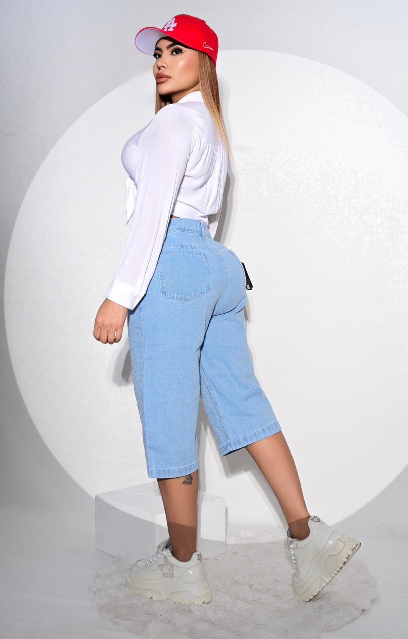 Bermuda de jeans brillo