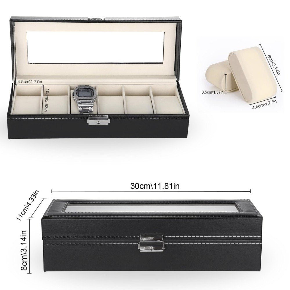 Caja cofre joyero organizador relojes 6