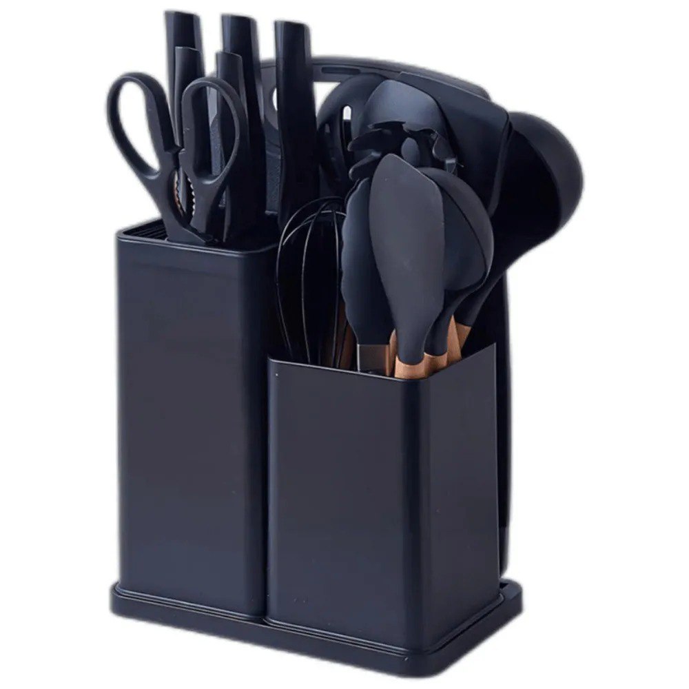 Set x19 utensilios cuchillos negro