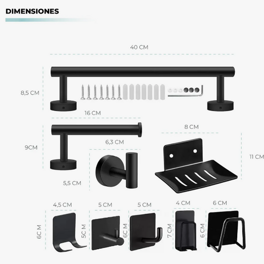 Juego sets de accesorios para baño inoxi