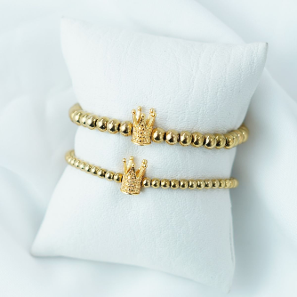 Pulsera balin seguido corona 2x1 dorada