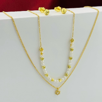 Juego doble cadena figura perla