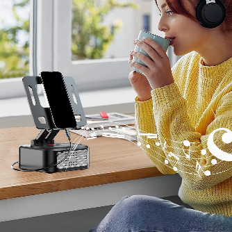 Soporte para celular y tabl con parlante