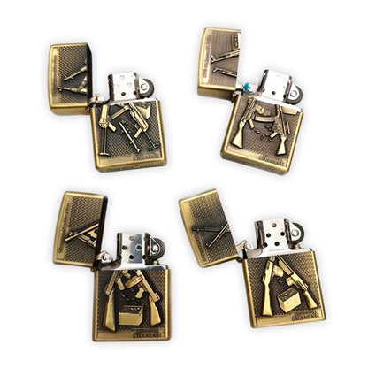 Encendedor x4 mecheros metálicos vintage recargable