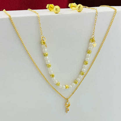 Juego doble cadena figura perla