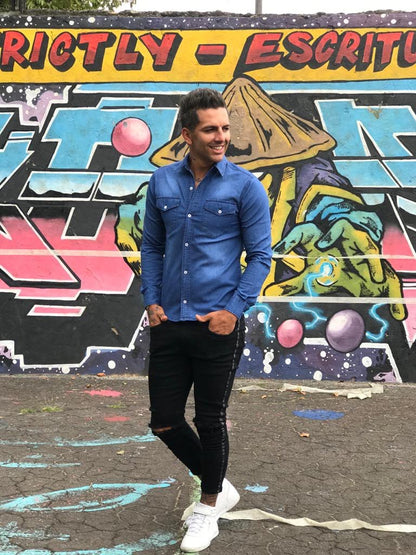 Camisas jeans manga larga