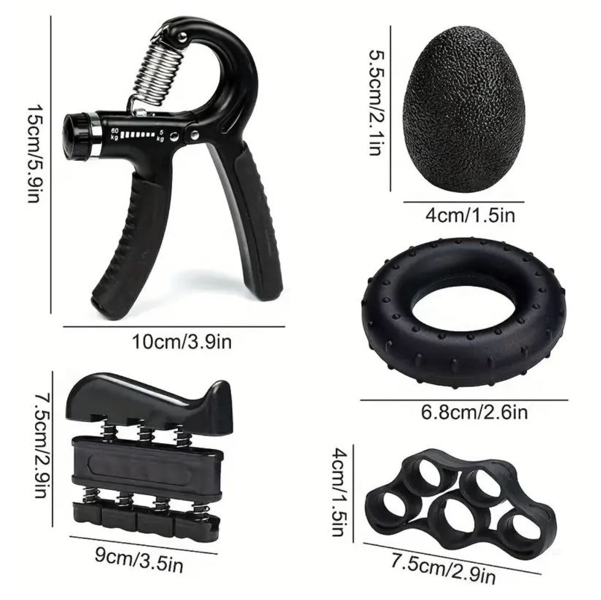 Kit pinza ejercitadores mano muñeca 5pcs