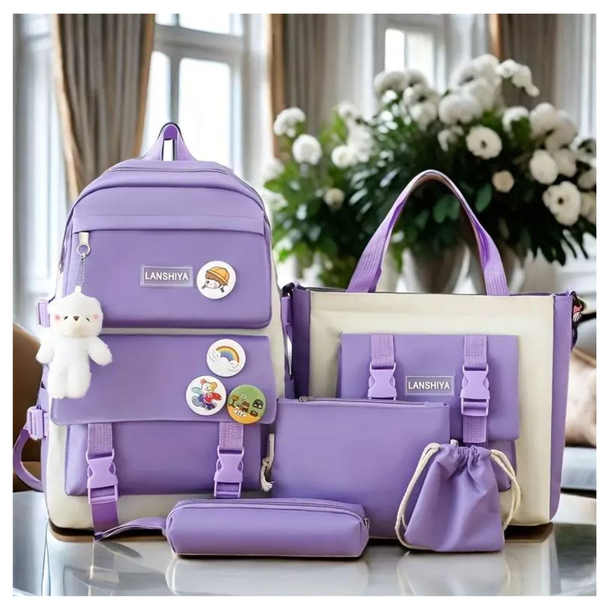 Maleta coreana kawaii 5 en 1 escolar