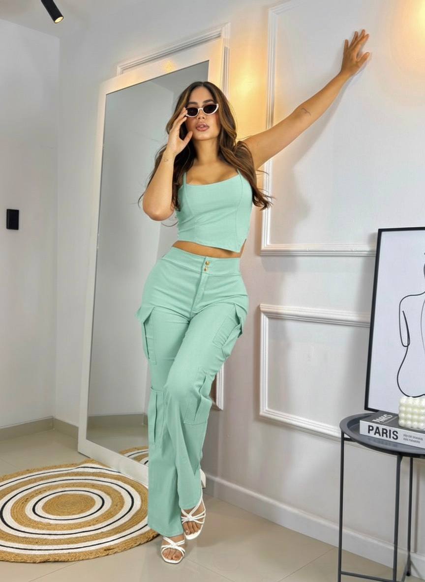 Conjunto pantalón y blusa m079