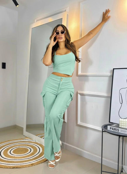 Conjunto pantalón y blusa m079