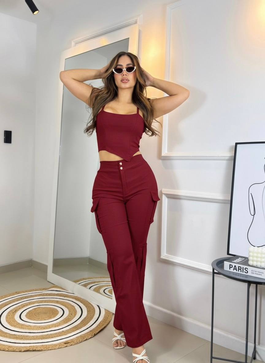 Conjunto pantalón y blusa m079