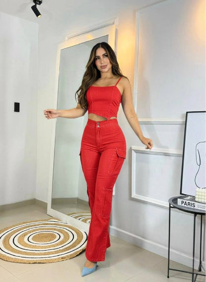 Conjunto pantalón y blusa m079