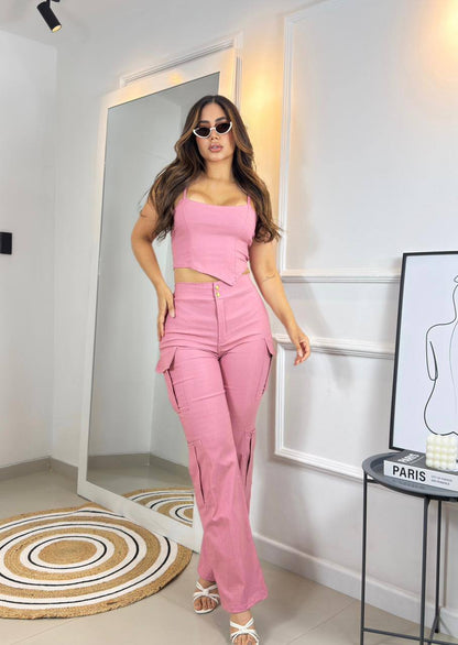 Conjunto pantalón y blusa m079