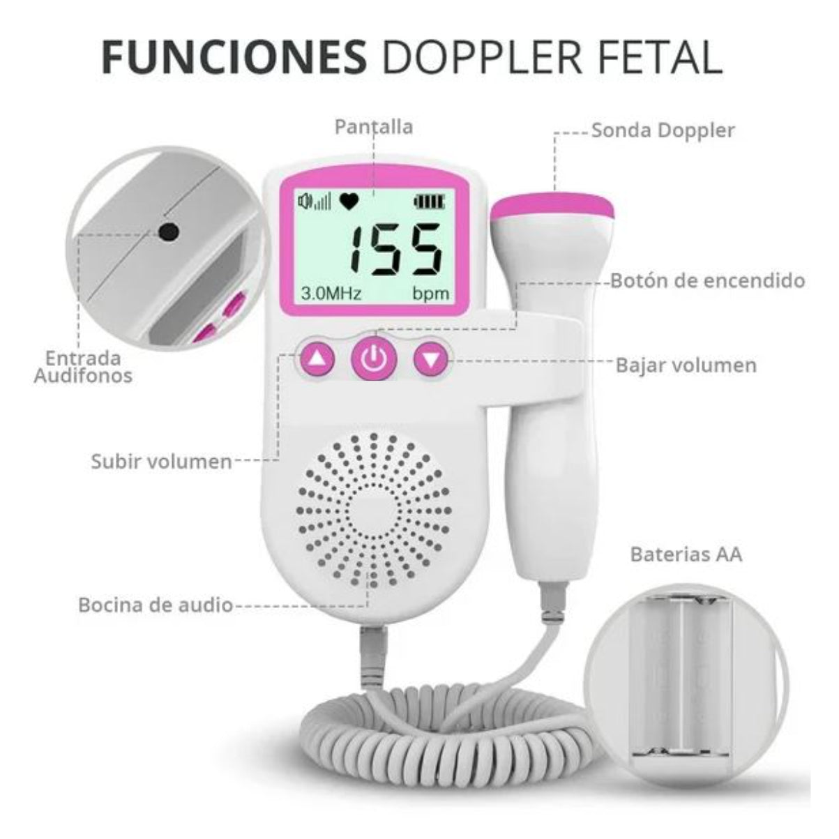 Monitor frecuencia cardiaca doppler feta