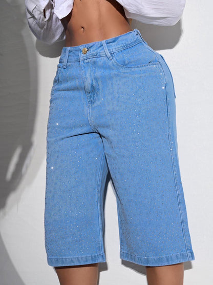 Bermuda de jeans brillo