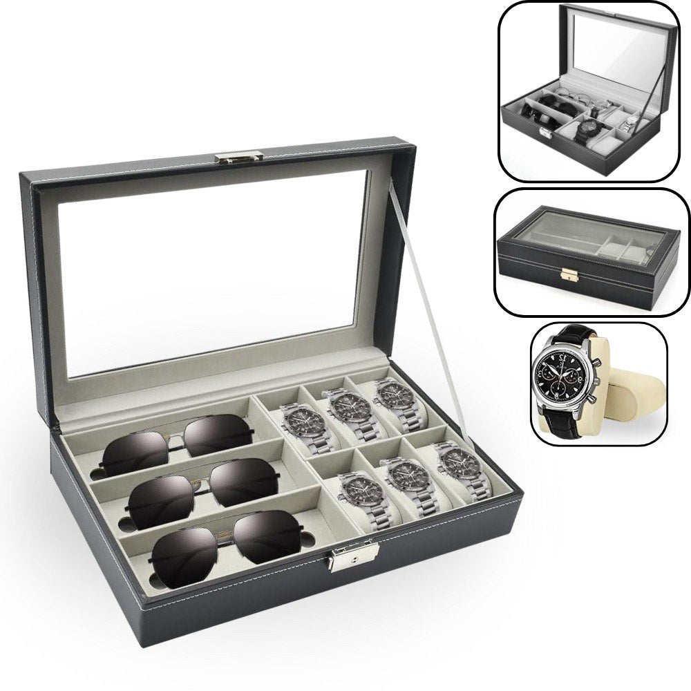 Cofre joyero organizador 2 en 1 relojes