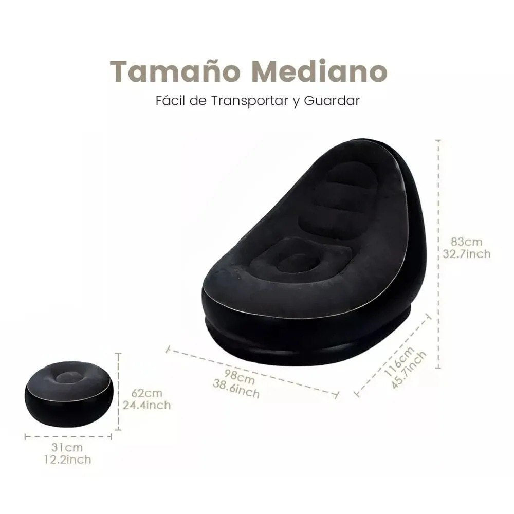 Sofa sillon inflable + bomba negro
